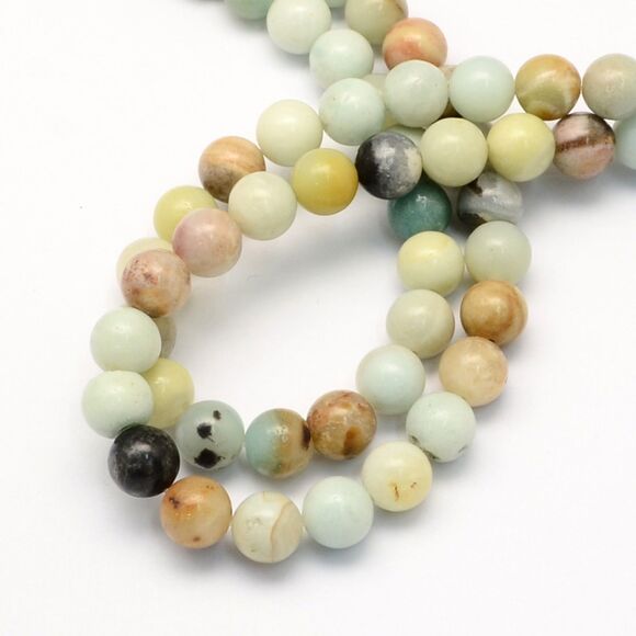 8.5MM Flower Amazonite Beads-ONE Gemstone Bead Strand-Jewelry Making Crafts NWT - Picture 1 of 2